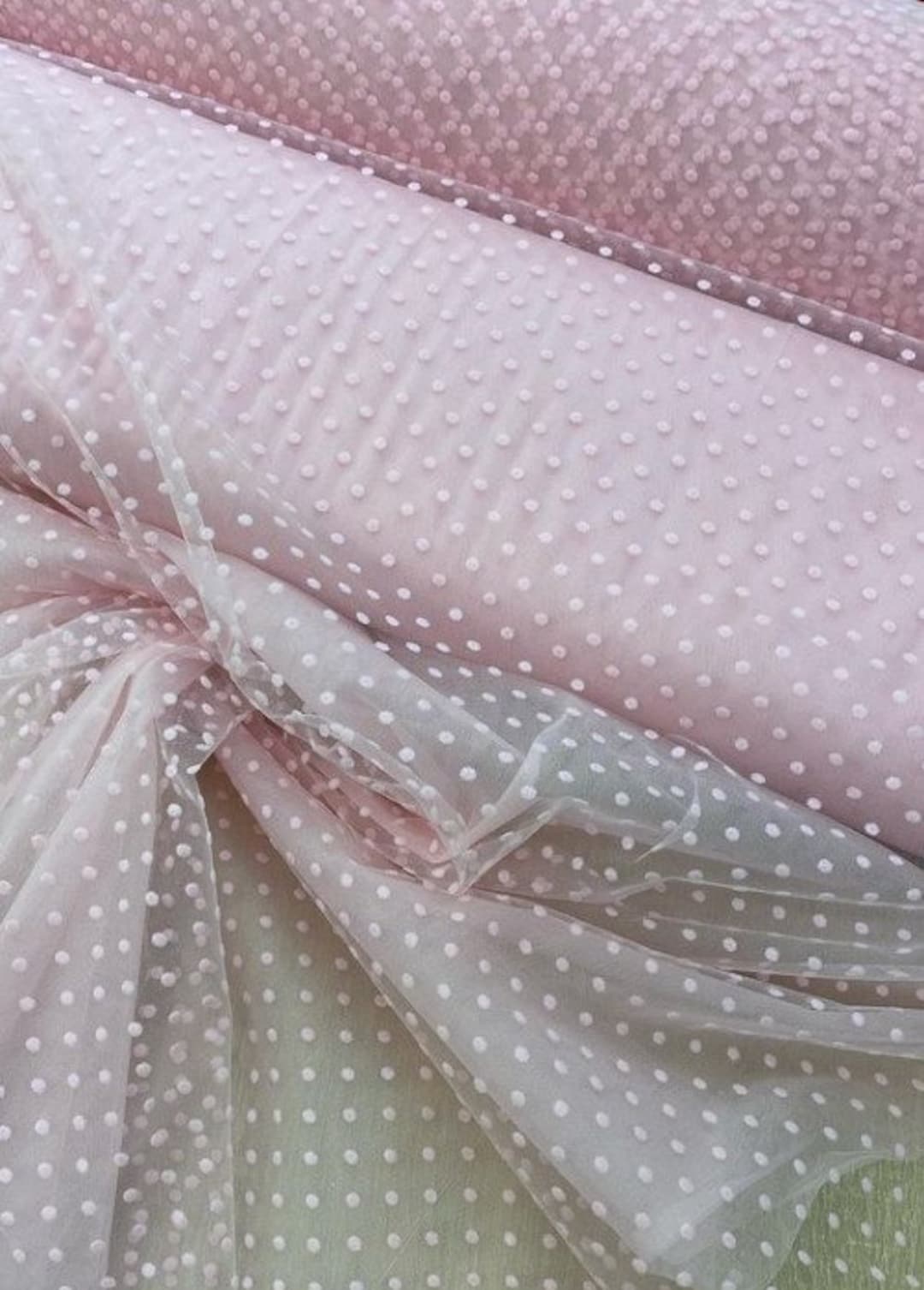 Polka Dot Tulle Fabric 0,5см Pink Polka Dots Tulle Tulle Fabric by