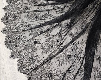 Black Lace Fabric Guipure Ivory Bridal Lace for Wedding Dress Veil Lingerie, Black Wedding Lace Fabric Trim, Bridal Fabric for Gown