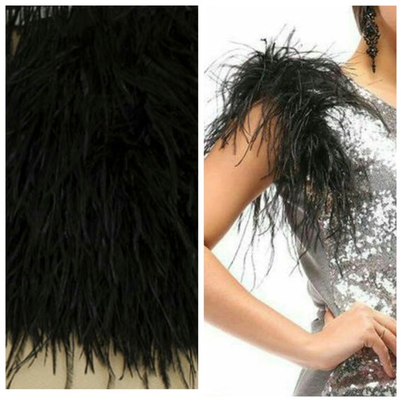 Black Feather Ostrich Feathers Trim Feather Trim Craft Feathers Color  Feathers Black Feathers Dress Feather ostrich Trim by Yard 