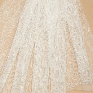 Sparkle fabric Waves Ivory shining glitter Wedding lace fabric White Glitter Fabric by yard Wedding tulle fabric  Bridal tulle