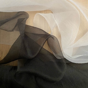 White Organza fabric by the yard Black Organza lace fabric White Organza Fabric Wedding dress fabric Sheer Shiny Organza fabric