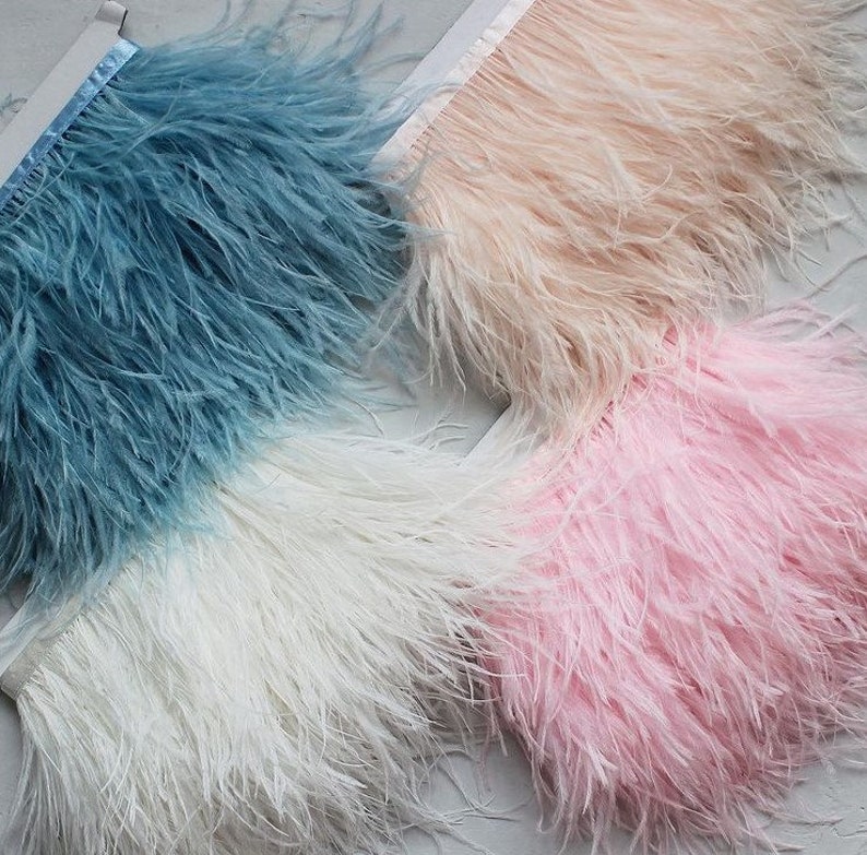 Feathers TRIM Ostrich feathers Feather trim Craft feathers Color feathers Pink feathers Dress feather feather fringe Skirt feather trim