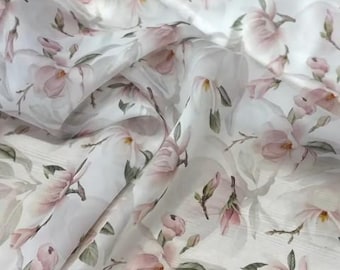 Tela de organza con estampado floral Tela de organza con encaje Tela de organza con flores Tela para vestidos de novia Tela de organza transparente y brillante