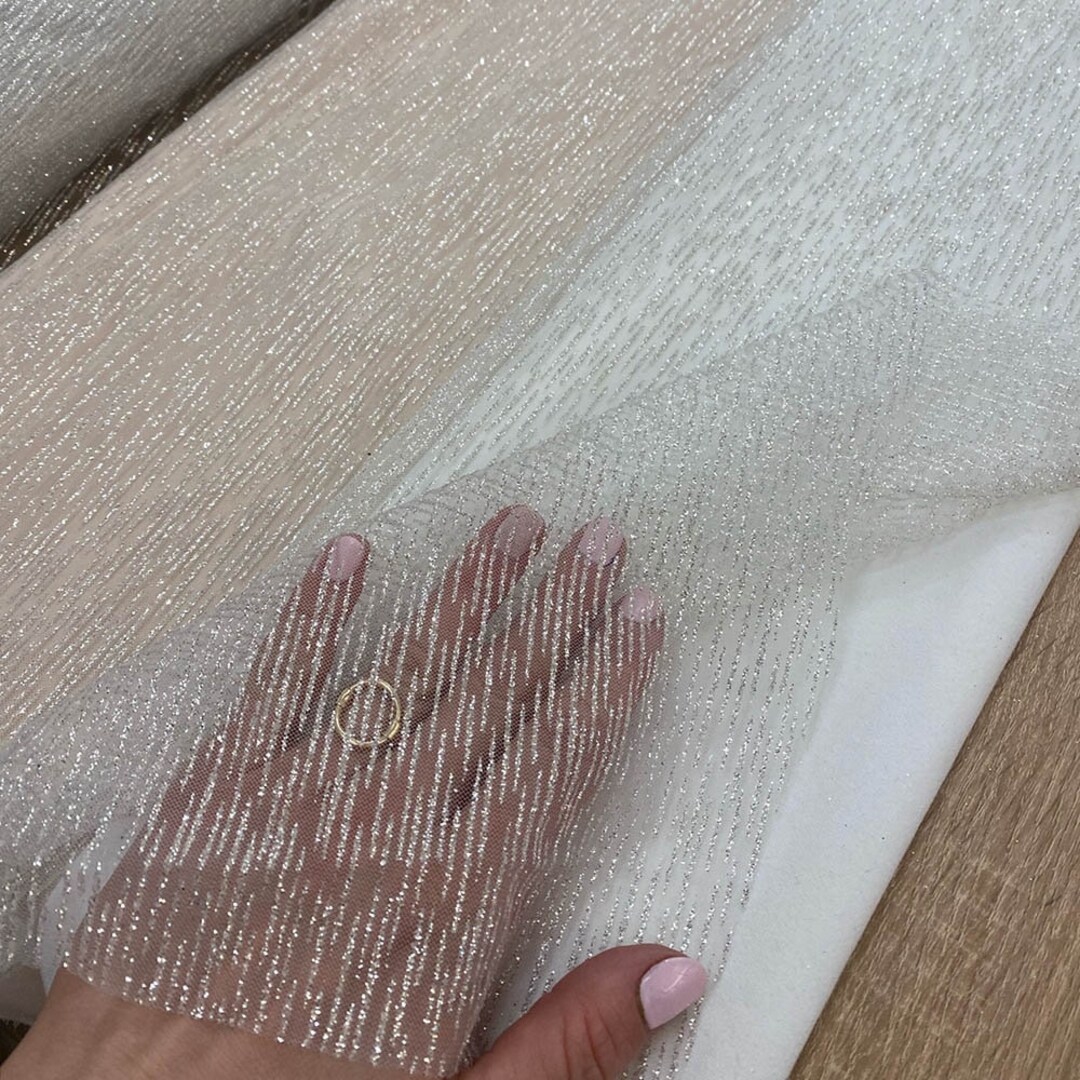 Glitter Fabric by the Yard Ivory Glued Glitter Lace Fabric Etsy