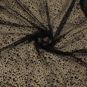 Polka dot tulle fabric - Tulle fabric - Black tulle - Tulle fabric by yard - Soft tulle fabric with velvet dots - Velvet dots tulle