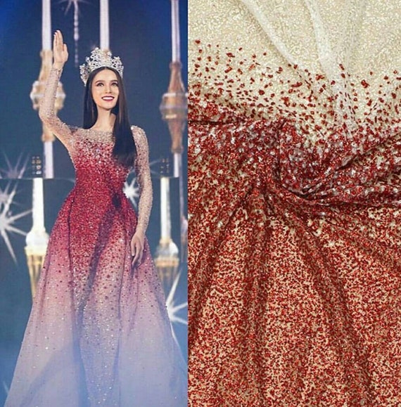 Ombre Glitter Fabric Red Silver Glitter Fabric Glitter Etsy