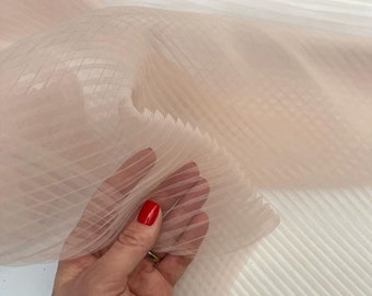 Tejido de tul plisado para boda Tejido de malla de tul plisado Tejido de tul plisado color marfil cortado a medida Tejido de tul plisado color marfil para vestido de novia