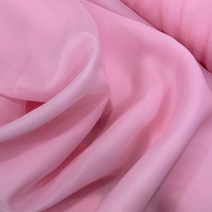 Pastel Colors Crystal Organza Fabric by the Yard, Lightweight Sheer Organza Fabric For dresses, Pink Organza fabric by the yard