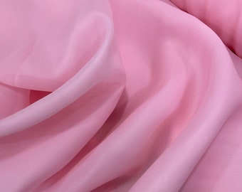 Pastel Colors Crystal Organza Fabric by the Yard, Lightweight Sheer Organza Fabric For dresses, Pink Organza fabric by the yard