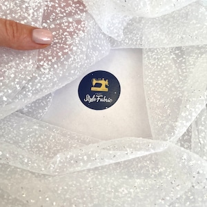 Shimmer Glitter Tulle Fabric 3.2 yards width, White glitter fabric, Sparkle white tulle, White glitter mesh fabric, Shimmer Wedding tulle