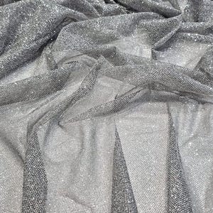 Silver Glitter Sand Mesh Lace Fabric by Yard, Sparkle Tulle Fabric, Event Gown Material, Sewing Crafts, Shimmer Lace, Wedding Fabric