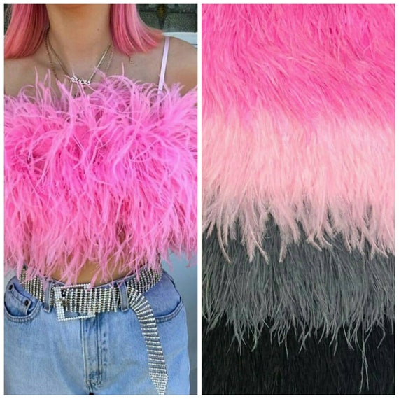 Feathers TRIM Ostrich Feathers Feather Trim Craft Feathers Color Feathers  Pink Feathers Dress Feather Feather Fringe Skirt Feather Trim 