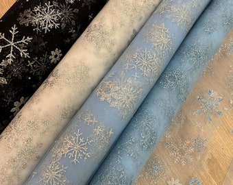 Snowflakes white tulle fabric Tulle fabric Christmas tulle dress tulle fabric Snowflakes Soft tulle fabric Glitter ulle fabric Christmas
