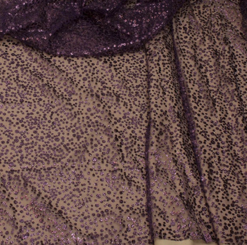 Glitter Fabric Boom by the Yard Ivory Glued Glitter Lace Etsy