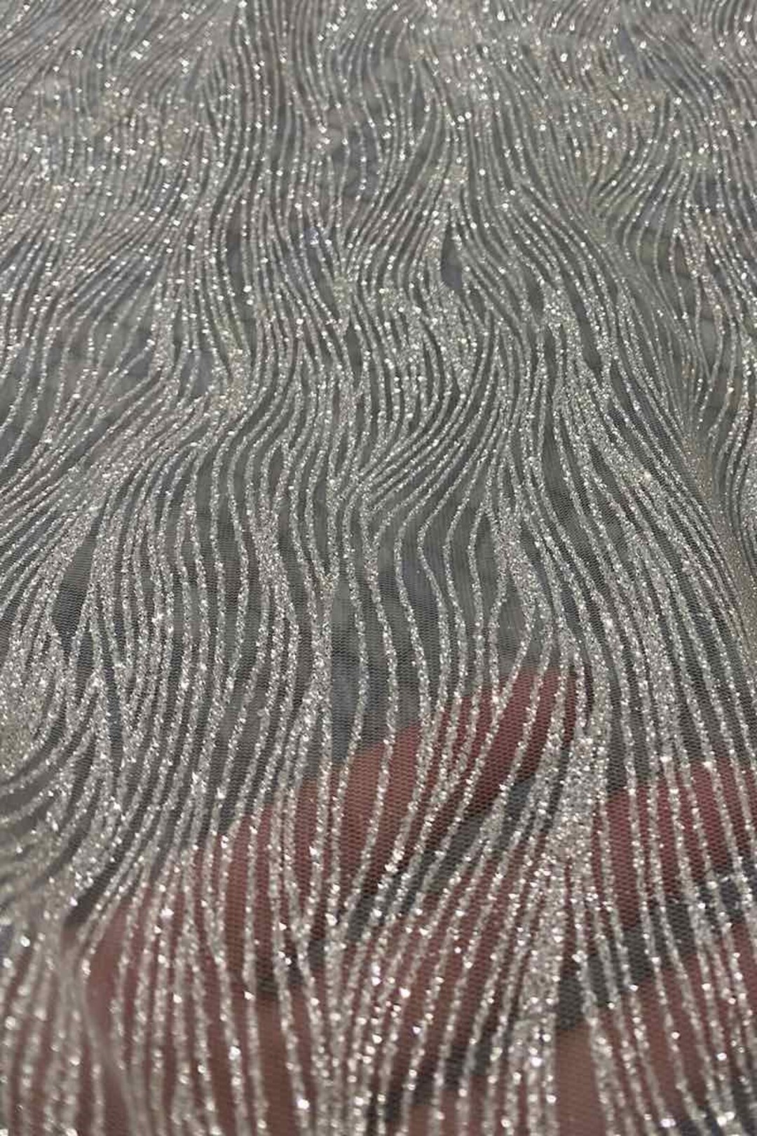 Ivory Glitter Fabric by the Yard White Glued Glitter Lace Fabric White