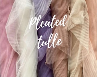 Tejido de tul plisado para boda Tejido de malla de tul plisado Tejido de tul plisado color marfil cortado a medida Tejido de tul plisado color marfil para vestido de novia