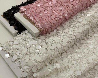 Black Sequin Fabric Glitters Sequins Fabric Full Sequin on Mesh Fabric Sequins Fabric by the Yard Fabrics by the meter Fabrics by the yard