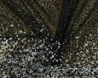 Tecido Ombre Glitter - Tecido Preto Prata Glitter - Tecido Glitter no quintal - Tecido Preto Glitter no rolo - Tecido para vestido de noiva