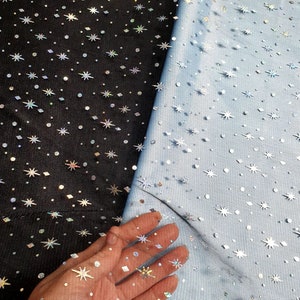 Glitter Stars tulle fabric Tulle fabric Ivory glitter tulle Tulle fabric by yard Soft tulle fabric with stars Glitter stars tulle fabric
