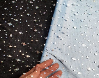 Glitter Stars tulle fabric Tulle fabric Ivory glitter tulle Tulle fabric by yard Soft tulle fabric with stars Glitter stars tulle fabric