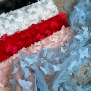 White Butterfly Tulle Fabric with Butterfly Design Fabric for Crafts Butterfly Tulle Fabric for Crafts Butterfly White Tulle for Decoration