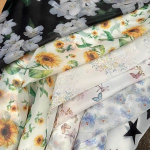 Organza floral pattern fabric Organza lace fabric Flowers Organza Fabric Wedding dress fabric Sheer Shiny Organza fabric