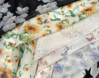 Organza floral pattern fabric Organza lace fabric Flowers Organza Fabric Wedding dress fabric Sheer Shiny Organza fabric