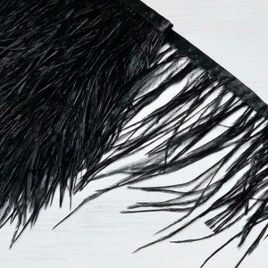 Black Feather Ostrich feathers Feather trim Craft feathers Color feathers Black feathers Dress feather  Ostrich trim by yard