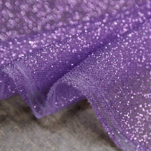 Glitter fabric by the yard Violet glued glitter lace fabric Purple Shimmer Fabric Glitter fabric by roll Wedding fabric Lilac Bridal tulle