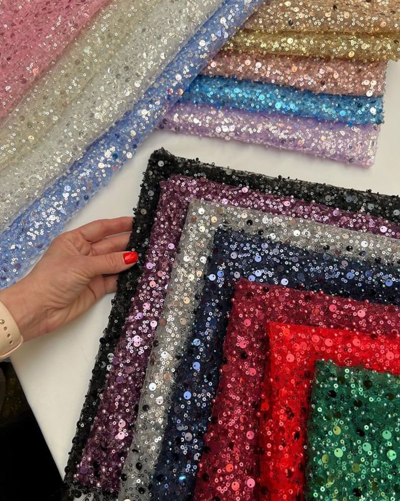 Chevron Tinsel Sequins On Mesh Fabric By The Yard Used For -Dress-Bridal-Decorations [Gold] FREE SHIPPING!!! main image 0