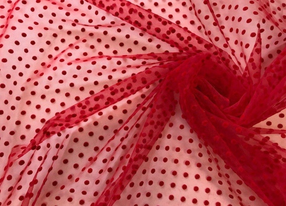 Polka Dot Tulle Fabric 0,5см Red Polka Dots Tulle Tulle Fabric by