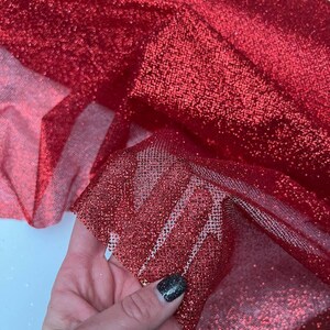 Shiny Glitter Tulle fabric Red Shining glitter lace Red Glitter Fabric Shimmer fabric by the yard Wedding dress fabric White glitter