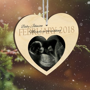 Custom Photo Wood Ornament - Personalized Sonogram Maternity Ornament - Direct Print to Wood