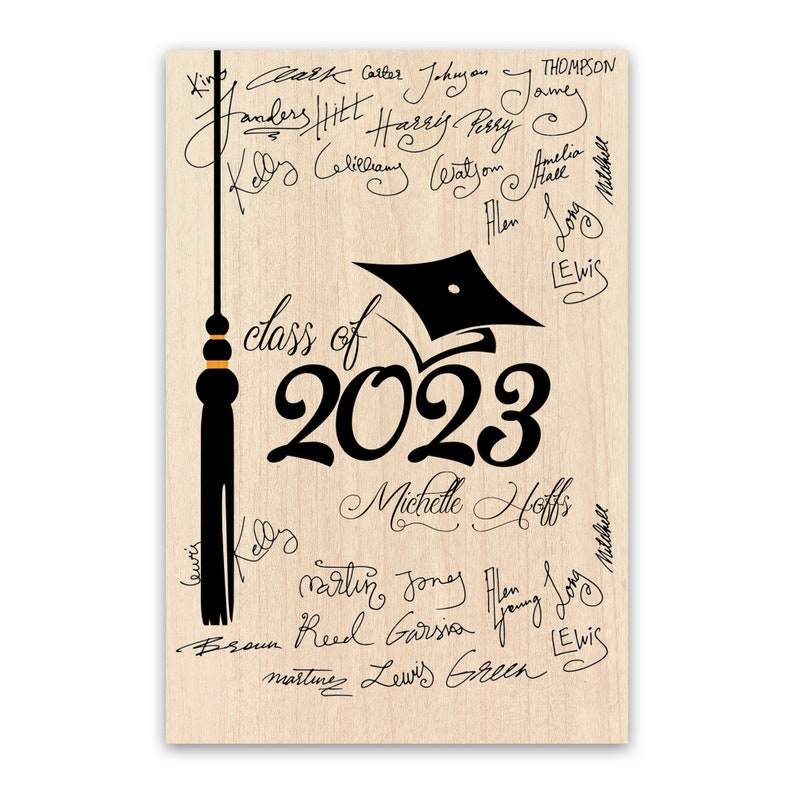 Class of 2024 Graduation Signature Board Personalized Photo Alternative Guest Book Wood Wall Decor Graduation Party image 2