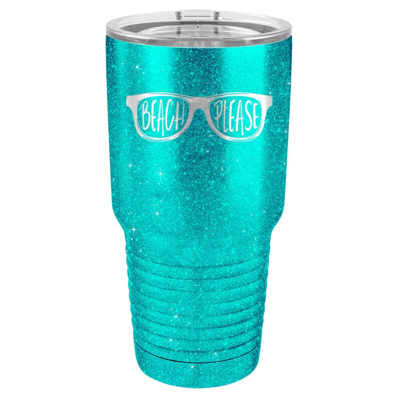 Beach Please lid included customized laser engraved insulated metal tumbler cup