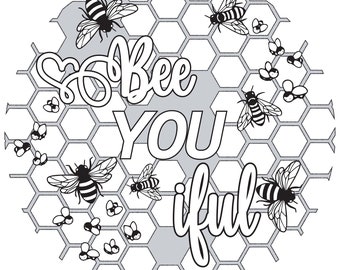 BEE-you-iful - Giant Coloring Page - Oversized - Family Size Coloring - Poster