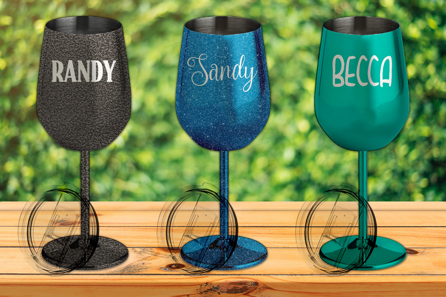 Custom Name Wine Glass-  stemmed wine glass- insulated metal tumbler cup- lid included - personalized- metal wine Glass- glitter wine glass