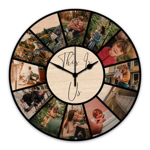 Custom Printed 12 Photo Clock - Large Oversized Clock - Printed Wood Clock - Valentine&#39;s Day - Photo Picture Gift Idea