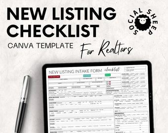 New Listing Real Estate Checklist | Home Information | Selling Checklist | MLS Checklist | Property Info | Realtor Editable Template | Canva