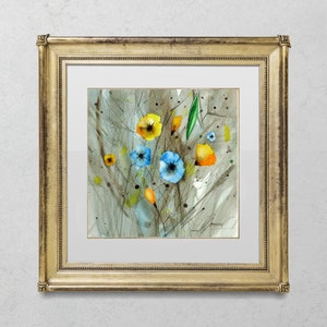 Original Floral Watercolor Painting: Abstract Flower Wall Art (6.5&quot;x6.5&quot;)