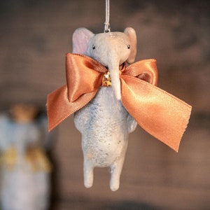 Vintage circus style grey elephant in spun cotton. Made to order.