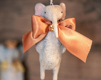 Vintage circus style grey elephant in spun cotton. Made to order.