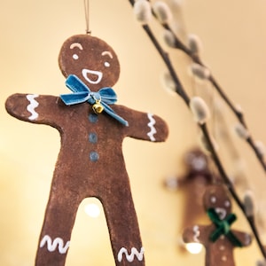 Gingerbread man, spun cotton Christmas tree decoration, gingerbread Christmas decoration