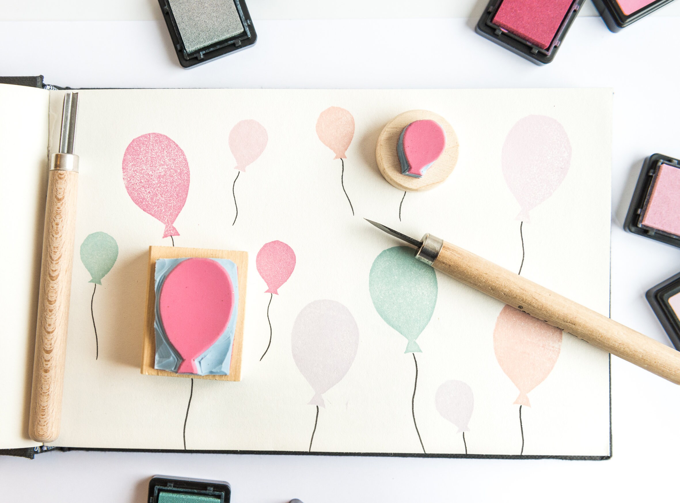 balloon rubber stamp set