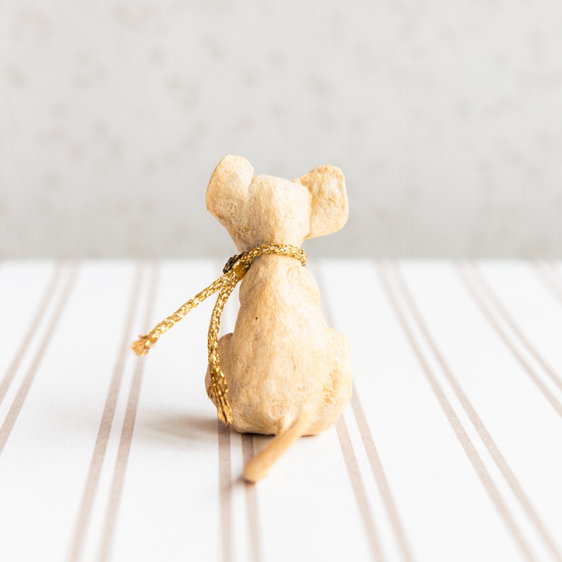 Vintage inspired spun cotton decoration, miniature mouse, collectible figurine, mouse decoration image 5