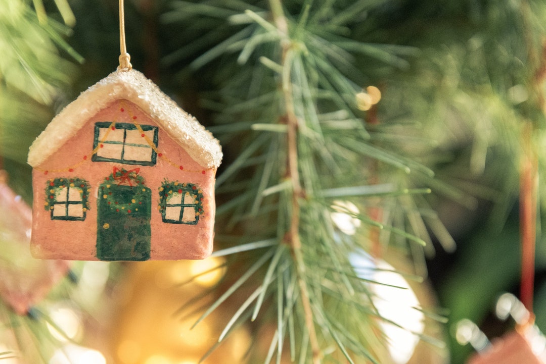 Set of Handpainted Cotton Wool Christmas Ornaments, Christmas