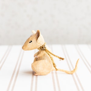 Vintage inspired spun cotton decoration, miniature mouse, collectible figurine, mouse decoration image 2