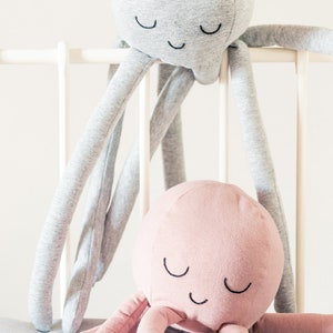 octopus soft toy in melange gray, pink, mustard yellow or gold jersey fabric image 6