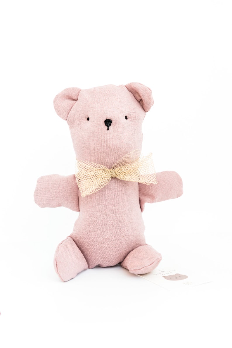 teddy bear in pink and brown fabric. Made to order image 5
