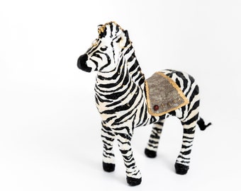 vintage circus inspired zebra in spun cotton. Made to order.